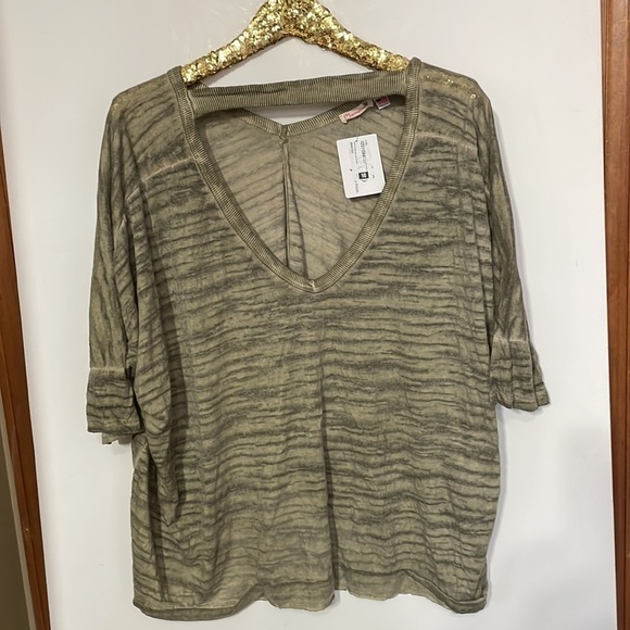 Anthropologie Maronie Womens Burnout Cut Out Tee Top - Picture 13 of 13